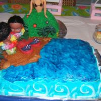 Beach This cake was made for a friends bridal shower, the icing is buttercream, the water was made from gel and blue food coloring, the sand is...