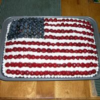 4Th Of July Cake I made this cake for 4th of July; vanilla cake with whipped cream topping blended with blueberries and cherries.Thanks for looking!