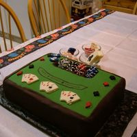 Casino Table Top Cake Casino table top made of fondant and candy clay. Poker chips and playing cards made of melted chocolate using candy molds.