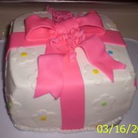 Present 2 I had to do 2 cakes for a b-day party so I did the 2 I learned in class. I did not think they would eat the fondant so I frosted them in...