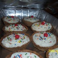 Mini Sundae Miniature version of icecream sundaes, I made for a prechool birthday party.confetti cake with cream cheese icing. Everyone loved them.