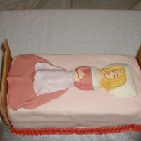 Princess Aurora I used a flexible clay mold for her face and hands with gumpaste. Her hair and dress are fondant. Face painted on with icing color/alcohol...