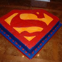 Superman March 2007 - My brother wanted the superman logo for his groom's cake. I made this from two 14" squares, stacked and filled with...