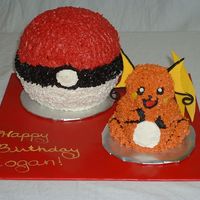 Raichu And Pokeball November 2007 - My oldest son wanted a 3-D Pokemon cake for his birthday. This was a butterscotch cake decorated in butter cream. I used...