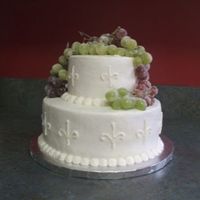 Sugared Grapes Cake for bridal shower. Theme was grapes. Topped this cake with sugared grapes.