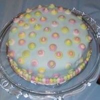 Another View Of The Baby Shower Cake my first attempt at rolled fondant. The cake was dark chocolate with chocolate bc filling.