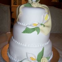 Wedding Cake Fondant Cover Cake With Gum Paste Flowers