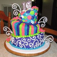 Whimsy Sweet Sixteen My daughter searched all the whimsy cakes on CC. She chose certain elements from her favorites and came up with this design. I baked and...