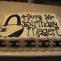 Chanel Cake This was done for a girl that wanted a black and white theme cake for her 16th Birthday. The mom asked for 16 of the Chanel logos around...