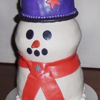 Snowman Birthday Cake This is a 3-D Snowman made from cake, covered in fondant.