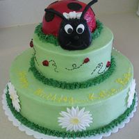 Katie...bug This was for my 4 year old niece, Katelyn. We call her Katie bug. 10" and 6" round. I used the sports ball pan for the ladybug...