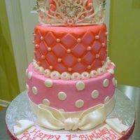 Princess Cake All buttercream, top was done with an impression mat. Royal icing tiara from my own design, but overall design was inspired by several CC&#...