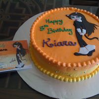 Bratz Cake Chocolate cake, covered with BC. The picture, matching the invitation card, is made of fondant.