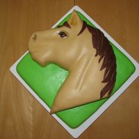 Horse Head Horse head cake for 10 yr olds b-day. Needed to feed 20 people. First cake I was paid for :-)