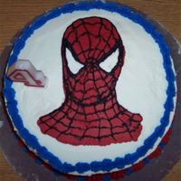 Spider-Man Buttercream Transfer This was my first attempt at a frozen buttercream transfer for my son's 4th birthday. The cake is a 10" devil's food layer...