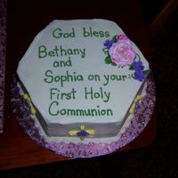 Cake 2 Cake 2 of the Communion cake I made for our twin daughters. Buttercream with fondant/gumpaste flowers. Carrot cake with cream cheese...