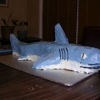 Birthday Shark My 4 year old son is a huge shark fan. This was made with two loaf pans and cut into shape from a picture on a shark book and lots of...