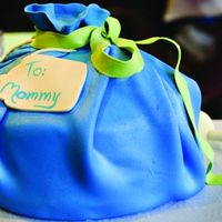 Cake Delievered From The Stork All decorations are fondant. the theme was blue, lime green with storks so i came up with a delievery from the stork!!