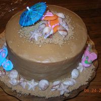 Beach-Themed Caramel Cake For Relay For Life Caramel cake with chocolate shells and fondant flip-flops for a Relay for Life competition. My daughter's principal asked me to make...