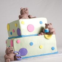 Teddy Bear Birthday I made this cake for my friends daughter (turning 3) who loves teddy bears. Buttercream icing with fondant accents.