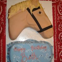 Horse Head Horse head , Used fondant to cover and decorate horse. Needed more cake for the party, so I added a paisley print bandana. First time doing...