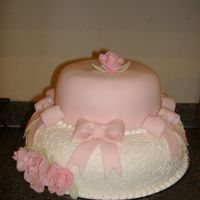 Pretty In Pink I saw this in a Wiltons book and made it for my husband's aunts 70th birthday. 70 was later placed on the top made from royal icing...