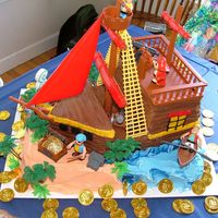 Luke's Pirate Ship Cake This cake was done for my son's 3rd birthday. There's a pirate ship cake kit that i used and followed their directions.