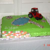 Aiden's 3Rd Birthday "BIG" Tractor cake. While I have had no formal training I enjoy basing our Birthday cakes around my children(s) favorite toy at...
