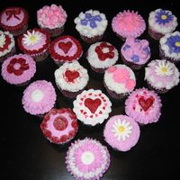 Practice Valentine Cupcakes I decided today to practice on some cupcakes. I made them chocolate-cherry with chocolate chips. It was fun playing around with them! I...