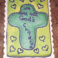 Flat Cake With Cross On Top. I had baked a cross cake and then used the part of the cross I cut to level the cake on top of a flat cake .. gave me more decorating...