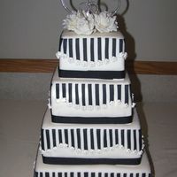 Black And White Striped Wedding Cake 