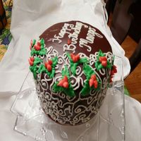 Side View Chocolate Glazed Side view of the cake.