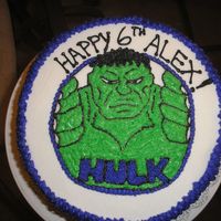 For A Friend's Son's Birthday-The Hulk I traced the image onto parchment paper then did a transfer with piping gel. All b/c icing.