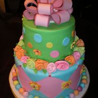 Brindi WASC 9 inch layer, Chocolate 6 inch layer, buttercream with fondant accents