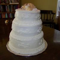 Lisa's Cake all buttercream, bottom layer was a dummy, also had a seashell topper