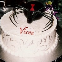 Black Widow Requested by a friend who needed a birthday cake for someone who was sucking her husband dry in a divorce. We put the hourglass on top...