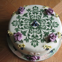 35Th Wedding Anniversary Gumpaste flowers with royal icing stencil.