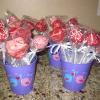 Valentine's Day Cake Pops Cherry Almond cake pops that I put in little tins for a school fundraiser