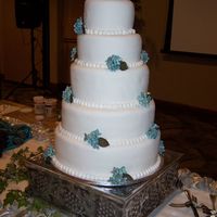 White Fondant Wedding Cake With Sugar Gum Paste Hydrangea This cake was for my brother's wedding. His fiance (now wife) asked for sugar gum paste hydrangea on a white fondant cake. This was my...