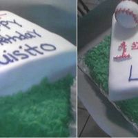 Baseball the bottom layer is decorated with buttercream to look like grass, the base is covered with mmf (my first attempt with mmf) and the...