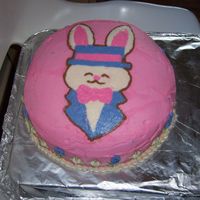 Easter Cake Cake I made for Easter. Chocolate cake iced in butter cream with FBCT and piped flowers on sides.