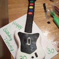 Guitar Hero Made this for my husband for his 30th birthday. He and his friends are OBSESSED with guitar hero. Chocolate cake w/ cannoli filling....