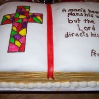 Bible For Vicar Matt I made this cake for our Vicar who was going off to seminary. I did fix the writing before anyone saw it but did not get a new picture....
