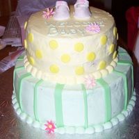 Baby Shower Chocolate cake w/ cherry filling. Designed to match the invitations.