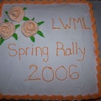 Lwml Spring Rally French vanilla cake w/ lemon filling. This was before I discovered the Melvira method. I couldn't get icing smooth to save my life!!