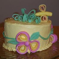 Ribbon Flowers This was a birthday cake I just made for myself. All of the pieces were made in fondant.