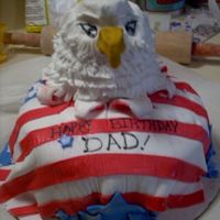 Eagle Usa Flag This was a round cake covered in fondant.The eagle was cake baked in 2 cup pyrex and covered with layers of fondant to create the feather...
