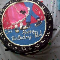 50Th 50's Birthday Party Frosted with buttercream and then the top was buttercream and fondant. I took the design from the balloons we were using for the party.