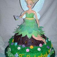Tinkerbell Birthday Doll cake with fondant accents