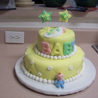 My First Cake baby shower cake with fondant babies